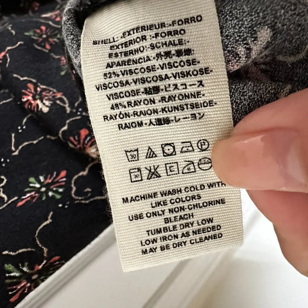 Free‎ People Debby Dot Romper Black Floral Button Viscose Collar Small - Picture 7 of 9